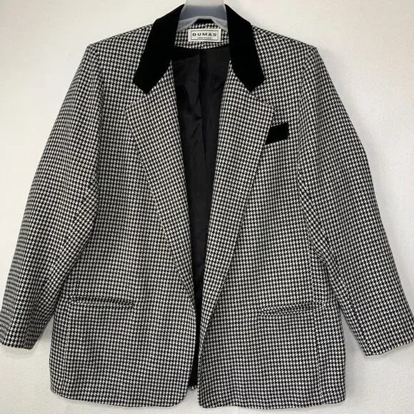 Vintage Dumas Blazer Jacket Women 14 Houndstooth Career Retro Lined Y2K USA Corp - Picture 12 of 14